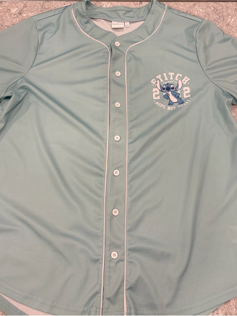 Disney Stitch 2022 Mint Green Baseball-Style Men’s Shirt-Large